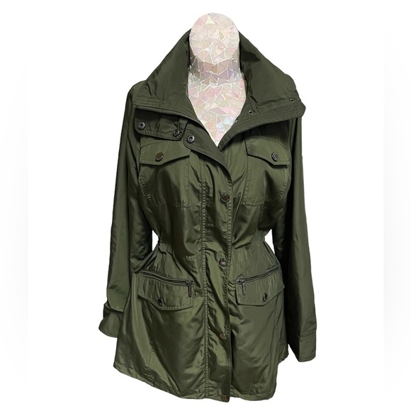 MICHAEL KORS WOMENS HOODED ANORAK JACKET SMALL DARK LODEN GREEN - Picture 1 of 17